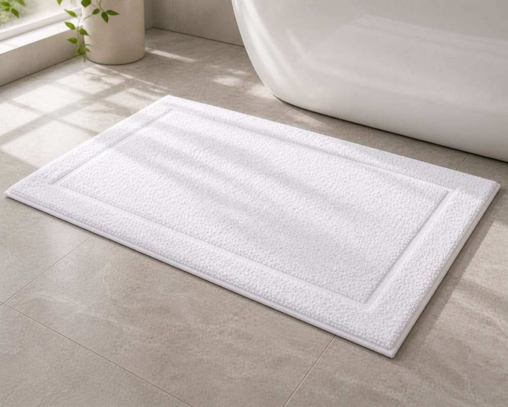 White cotton bath mat