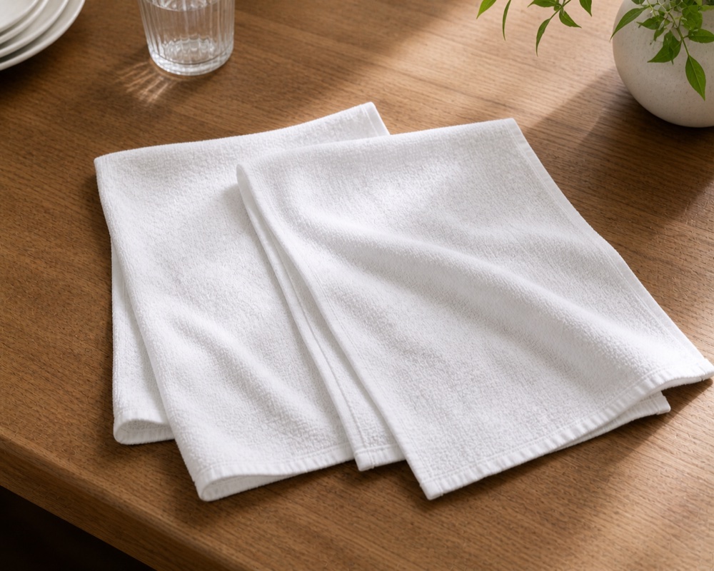 White service cloth and tray underliner